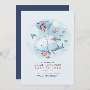 Invitation Histoire Ocean Life BABY SHOWER Blue Whale Invita