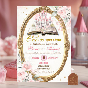 Invitation Histoire rose pâle Il était une fois 1er anniversa