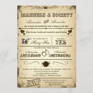 Invitation Histoire Vintage de la lettre de jeu Mariage offic