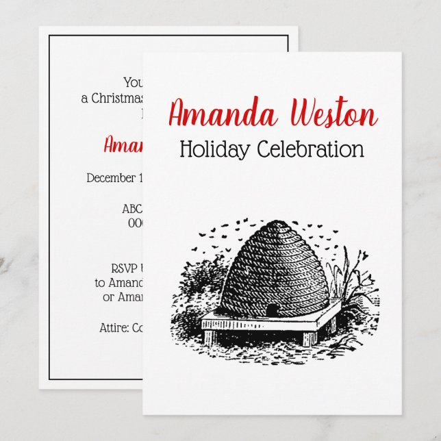 Invitation Hive et abeilles #1 Vintage héraldique (Devant / Derrière)