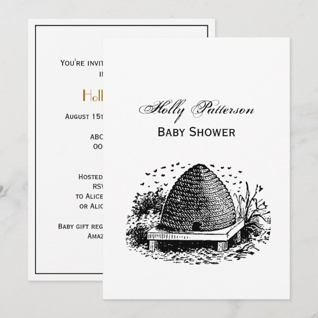 Invitation Hive et abeilles #1 Vintage héraldique (Devant / Derrière)