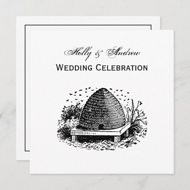 Invitation Hive et abeilles #1 Vintage héraldique (Devant / Derrière)