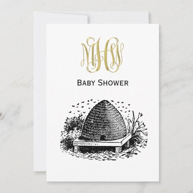 Invitation Hive et abeilles #1 Vintage héraldique (Devant)