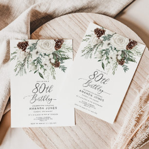 Invitation hiver à feuillage persistant 80e anniversaire célé