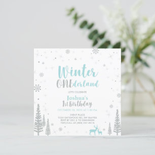 Invitation Hiver Argent et Bleu Onederland 1er Premier Annive