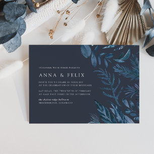 Invitation Hiver Azure Mariage botanique bleu
