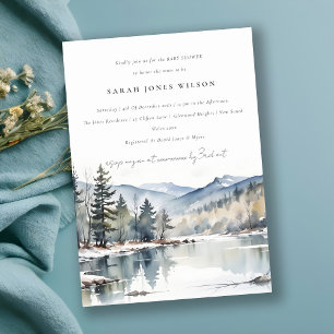Invitation Hiver Baby shower paysager du lac de la neige