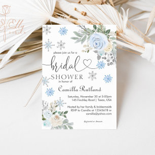 Invitation Hiver Blanc floral Fête des mariées de flocon de n