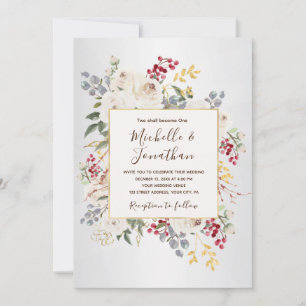 Invitation Hiver Blanc Floral tout en un Mariage chrétien