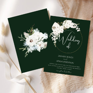 Invitation Hiver Blanc Floral Vert Noël Mariage de couronne