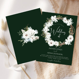 Invitation Hiver Blanc Floral Vert Noël Mariage de couronne