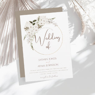 Invitation Hiver Blanc Taupe Floral Mariage de la couronne de