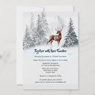 Invitation Hiver bleu bleu aquarelle stylo cadre forestier