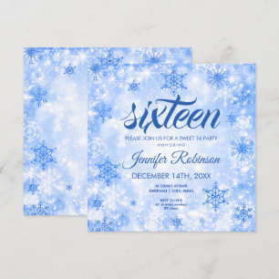 Invitation Hiver Bleu Doux 16 Parties scintillant Éperche