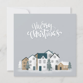 Invitation Hiver bleu gris confortable dans un village nordiq