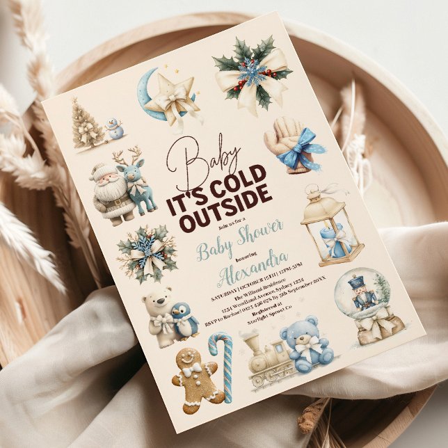 Invitation Hiver Bleu Noël Baby shower de vacances (Créateur téléchargé)