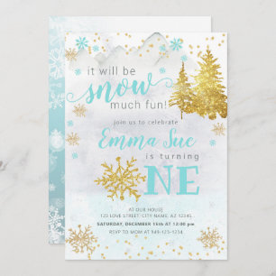 Invitation Hiver Blue Snowflake neige beaucoup de plaisir Ann