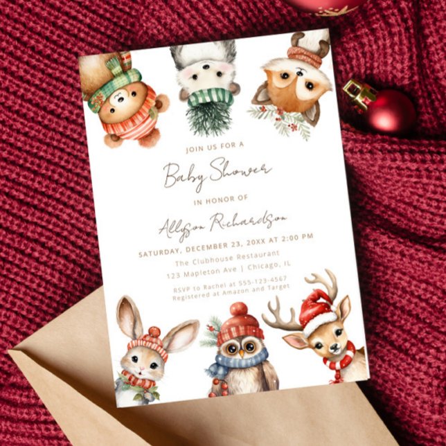 Invitation Hiver Bois animaux sexe neutre baby shower (Créateur téléchargé)
