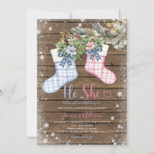 Invitation Hiver Bois Chaussettes de Noël Révélation de genre