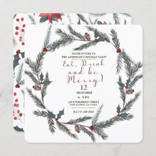 Invitation Hiver Botanique Pine Berry Manger Boire Boire Soye