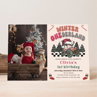 Invitation Hiver Camion ONEderland Noël Anniversaire Photo