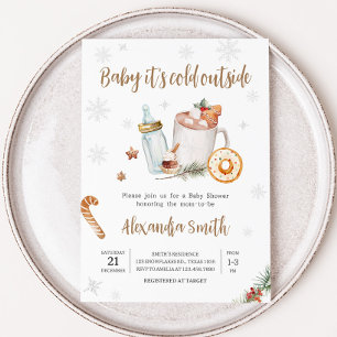 Invitation Hiver Chaud Bébé de cacao Son froid dehors Baby sh