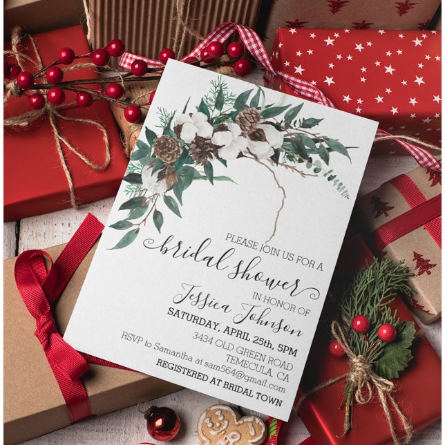 Invitation Hiver Cotton Fête des mariées de verdure (Créateur téléchargé)