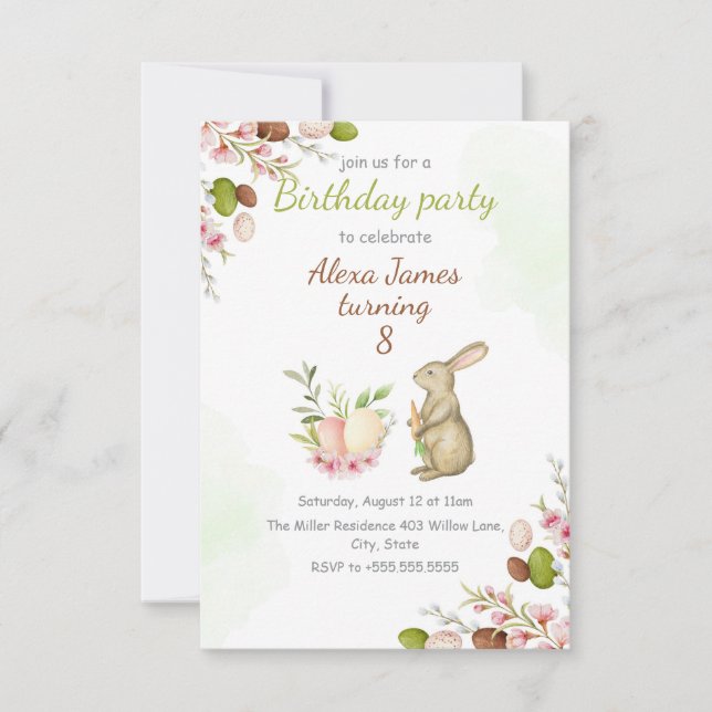 Invitation Hiver dans Fun Bunny Pâques Anniversaire (Devant)