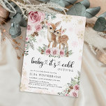 Invitation Hiver Deer Rose rose or Baby shower fille<br><div class="desc">Fêtez l'arrivée de votre petit avec cette invitation baby shower enchanteresse "Baby, It's Cold Outside" ! Doté d'une adorable mère et d'un bébé cerf, entouré d'élégantes roses roses, de verdure hivernale et de délicats flocons d'or, ce design rayonne de chaleur et de charme pour une fête sur le thème de...</div>