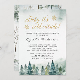 Invitation Hiver Elégant Baby shower bébé Il fait froid dehor