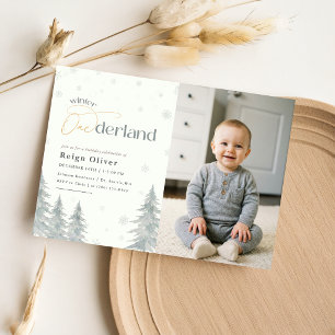 Invitation Hiver Enfant Onederland Photo Première Fête d'Anni