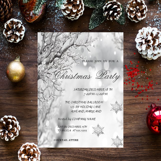 Invitation Hiver, Flocons de neige Soirée de Noël d'entrepris (Créateur téléchargé)