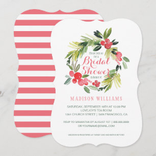 Invitation Hiver Floral Aquarelle Wreath   Fête des mariées