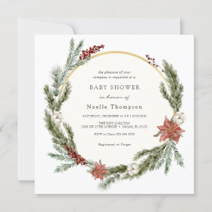 Invitation Hiver Floral et Baby shower verdoyant