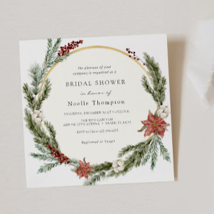 Invitation Hiver Floral et Fête des mariées verdoyante
