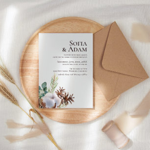 Invitation Hiver Floral Poinsettia Aquarelle Mariage