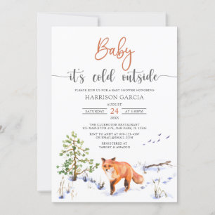 Invitation Hiver Fox bébé Il fait froid dehors Baby shower