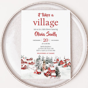 Invitation Hiver Il faut un Baby shower de village