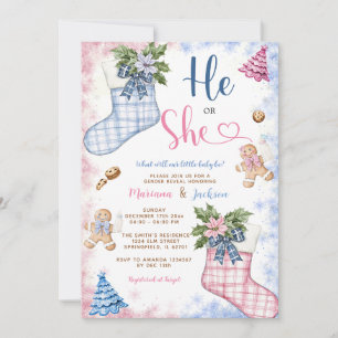Invitation Hiver Il ou Elle Père Noël Chaussettes Cookies Rév