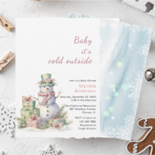 Invitation Hiver Joyeux Noël Snowman Aquarelle Baby Sho