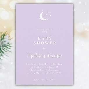 Invitation Hiver Lilac Lune et étoiles