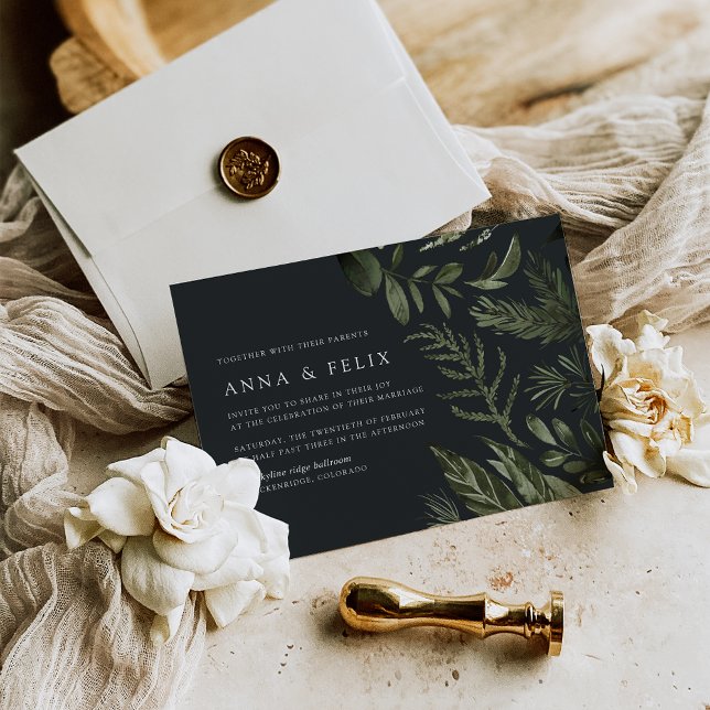 Invitation Hiver Meadow | Mariage botanique vert (Créateur téléchargé)