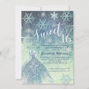 Invitation Hiver merveilleux bleu robe gliterie ombre