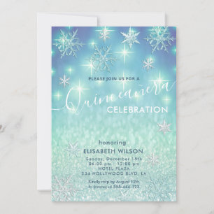 Invitation Hiver merveilleux flocons de neige parties scintil