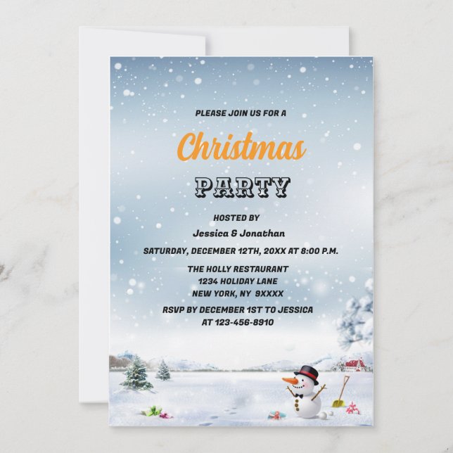 Invitation Hiver merveilleux neige entreprise Noël (Devant)