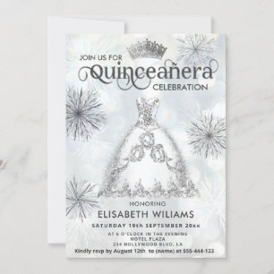 Invitation "Hiver merveilleux Snowflakes tiara Quinceañera