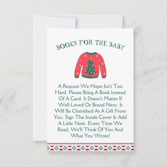 Invitation Hiver mignon Sweat Livres pour Baby shower (Devant)