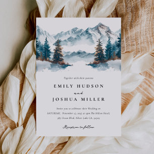 Invitation Hiver Montagnes Pine Tree Mariage