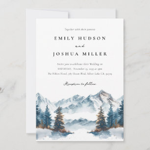 Invitation Hiver Montagnes Pine Tree Tout en un Mariage