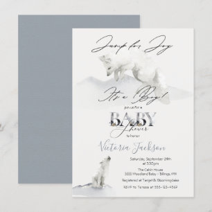 Invitation Hiver Neige Artic White Fox baby shower